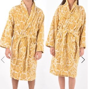 Roberto Cavalli terry bathrobe  shawl  collar Linx Gold Unisex size S/M
